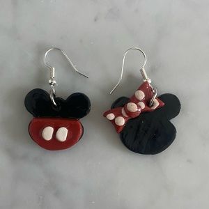Mickey and Minnie Glossy Handmade Polymer Clay Earrings